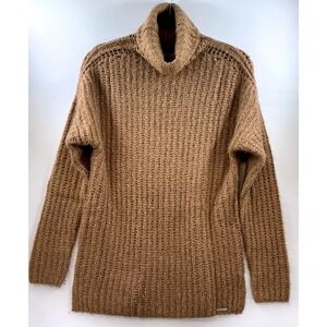 Abercrombie Fitch Chunky Knit Turtleneck Sweater Tan Cozy Sz S